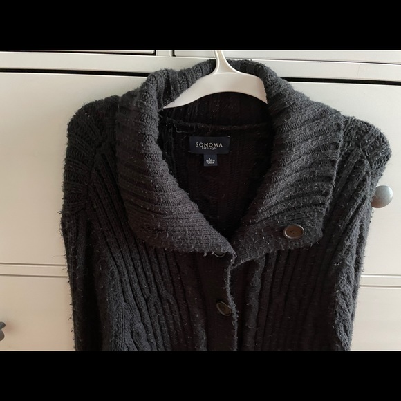 Sonoma life + style black knitted jacket, size L cozy fall winter minimalist - Picture 3 of 6